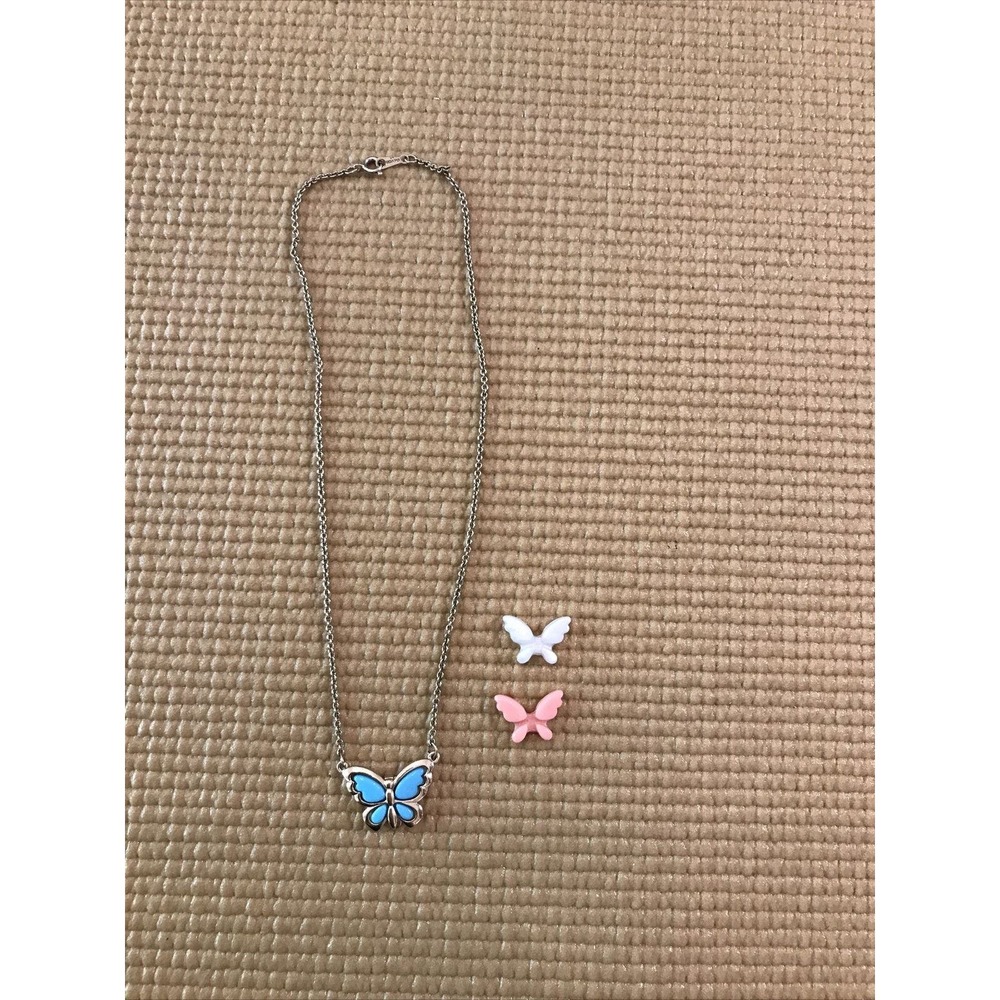 Vintage Avon Butterfly 17" Gold Tone Necklace Interchangeable Colors